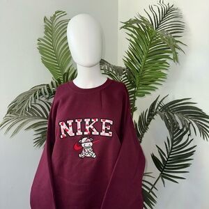 Valentine Nike Maroon Sweatshirt with Cartoon Graphic